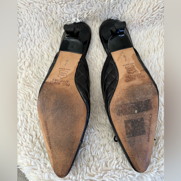 Paul Mayer Attitudes quilted kitten heel cap toe mules, black - Picture 3 of 3